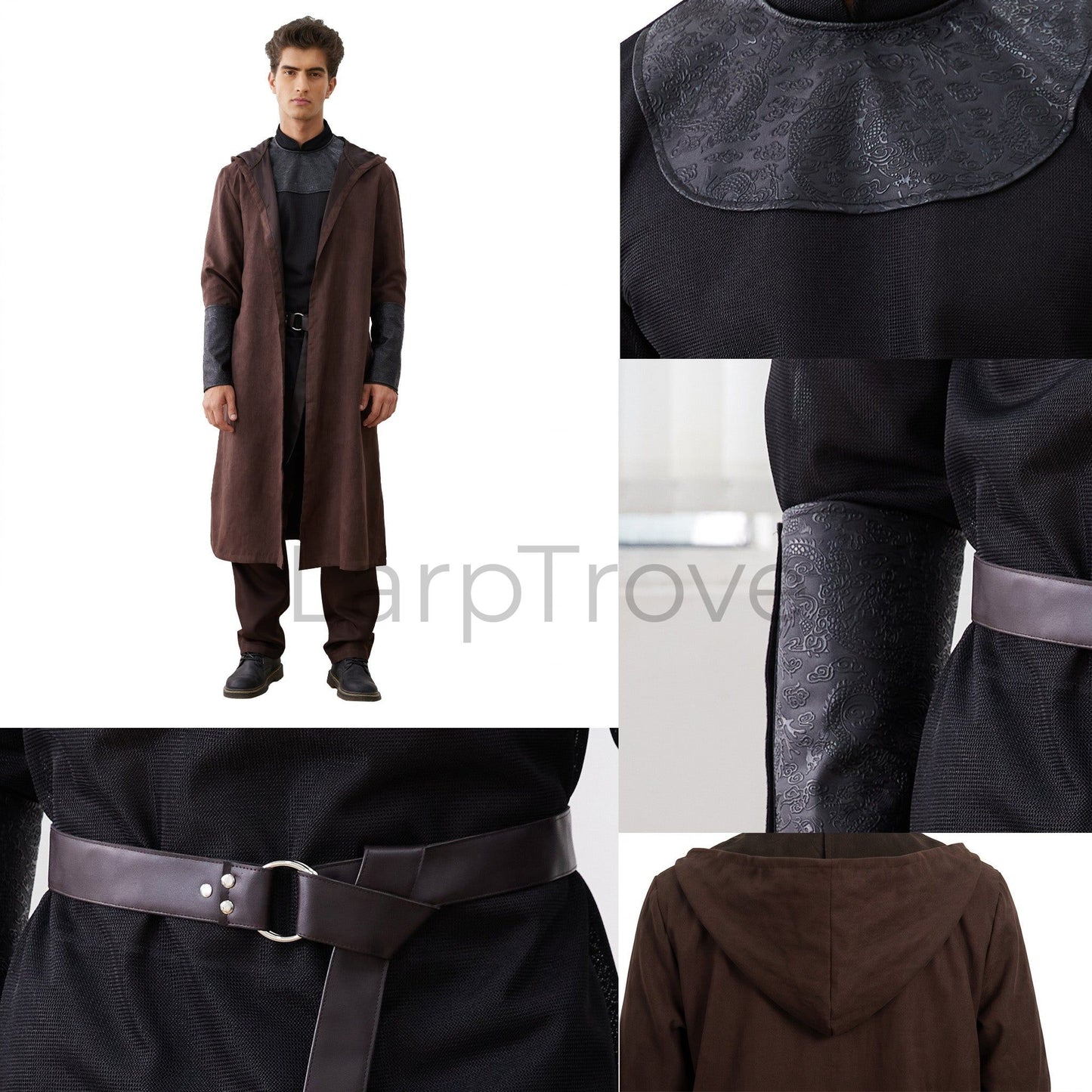Men's Medieval Costume Set with Hooded Cloak