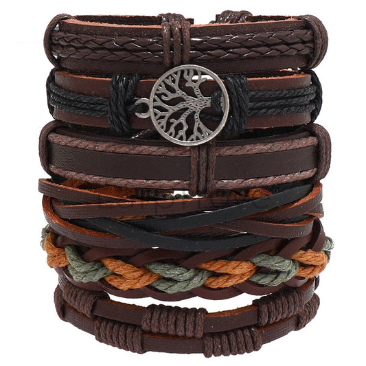 Braided Leather Bracelet Tree of Life
