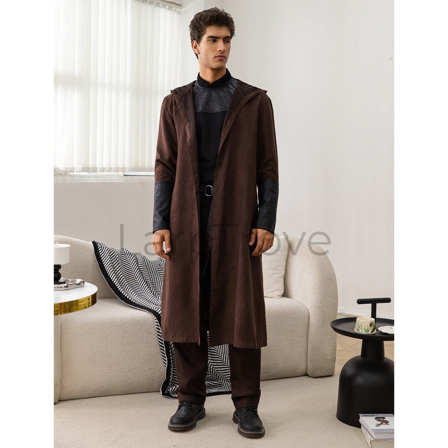 Men's Medieval Costume Set with Hooded Cloak