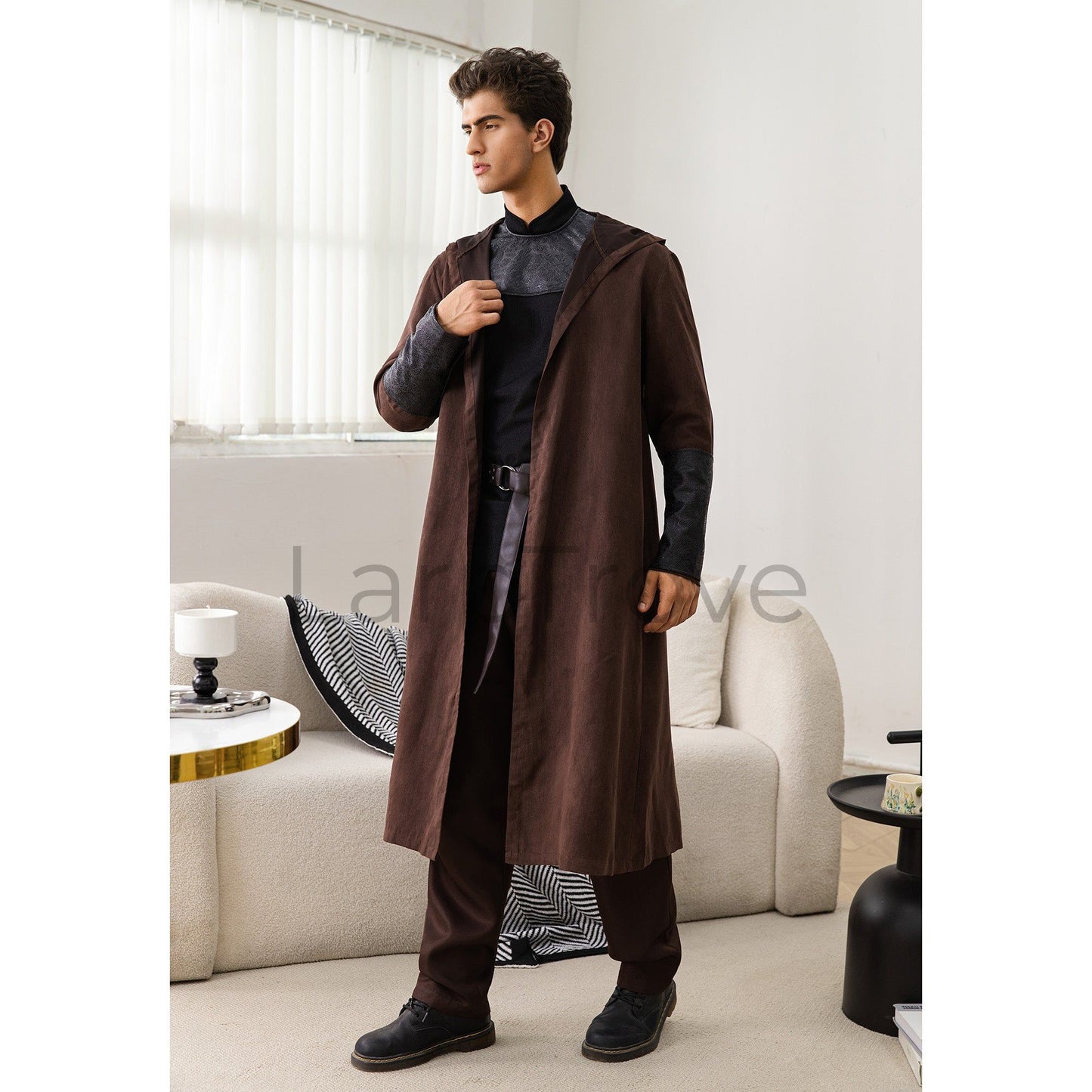 Men's Medieval Costume Set with Hooded Cloak