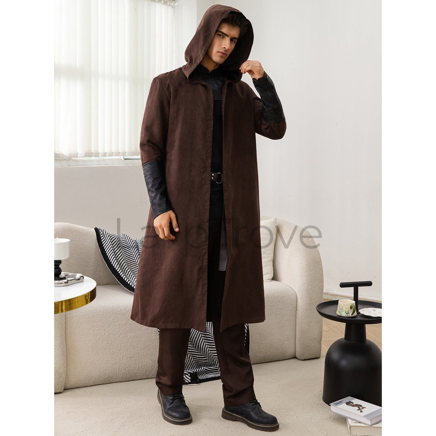 Men's Medieval Costume Set with Hooded Cloak