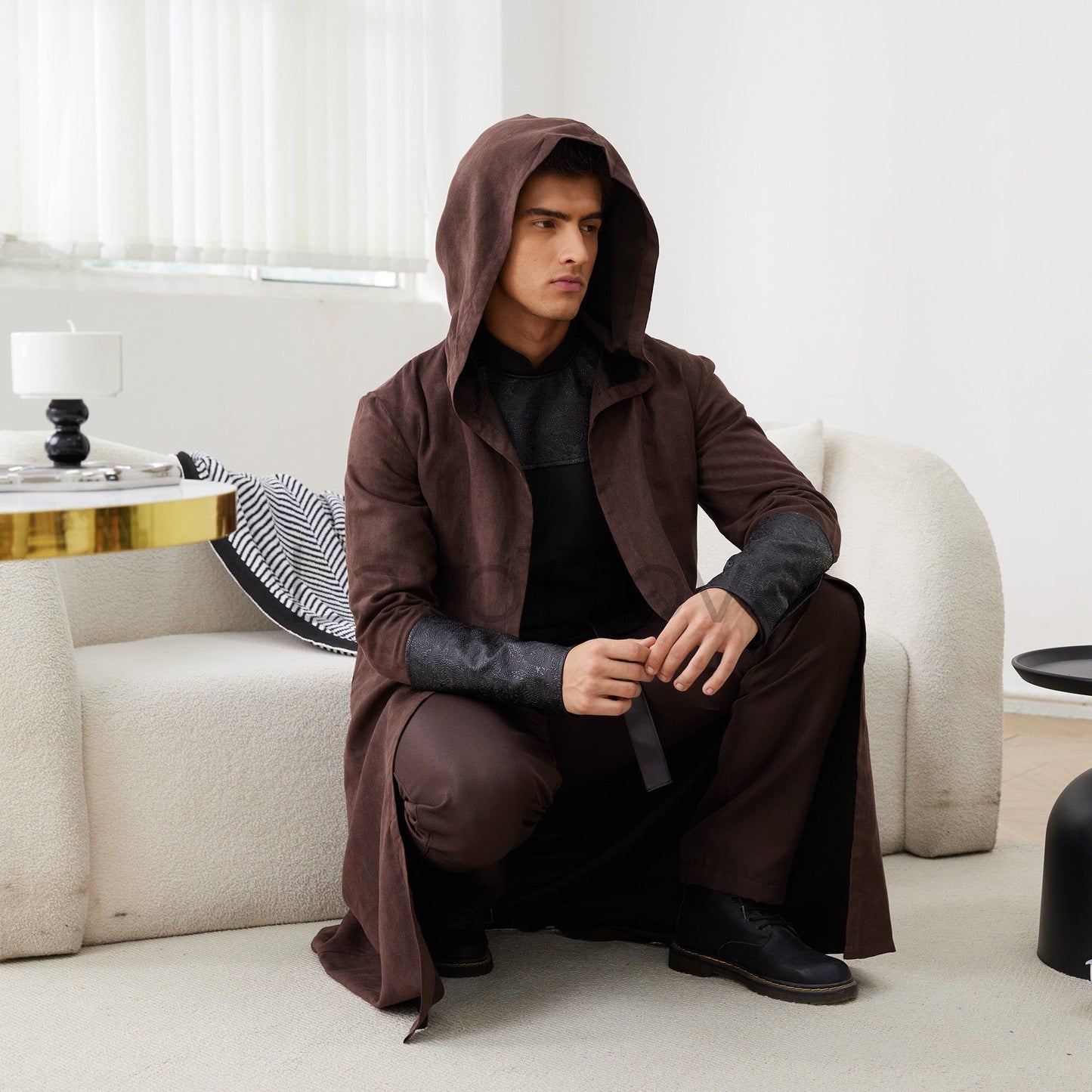 Men's Medieval Costume Set with Hooded Cloak