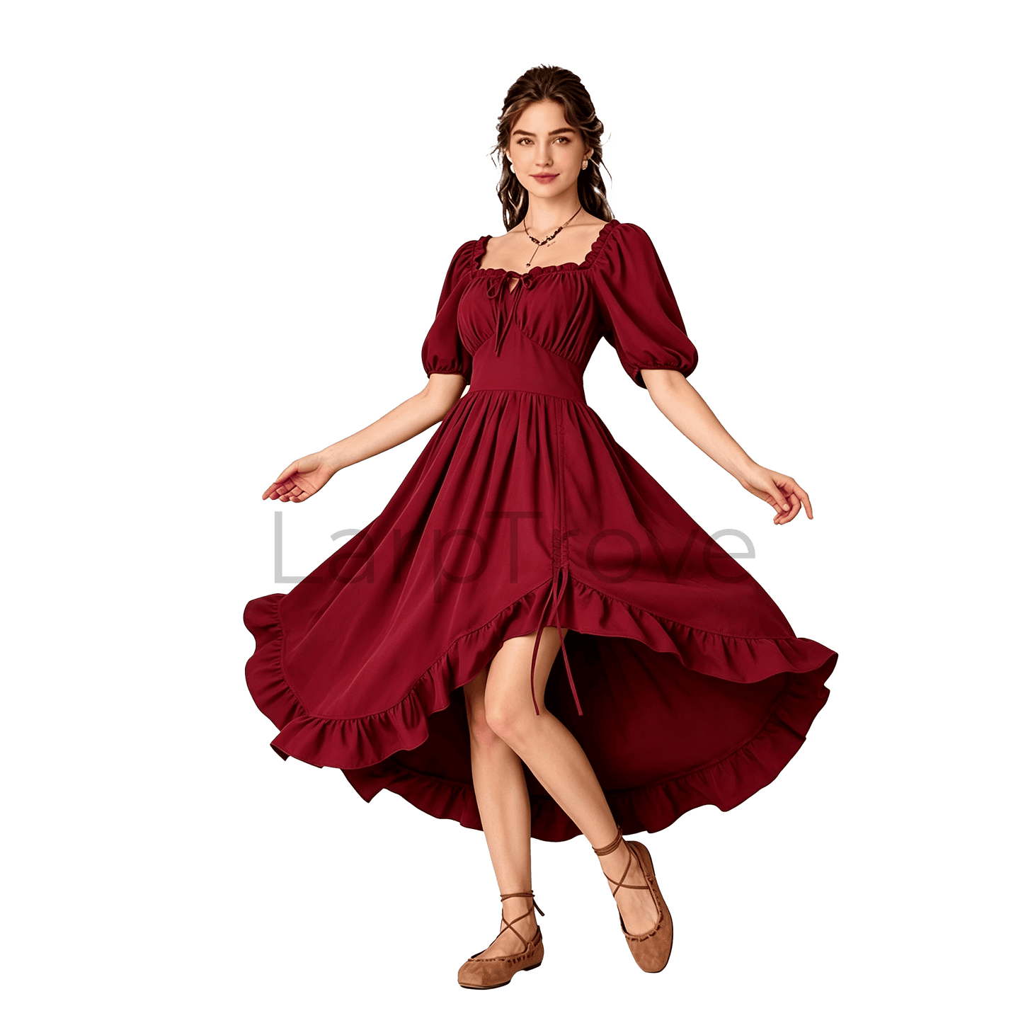Women Corset Dress High Low Irregular Ruffle Maxi Dress