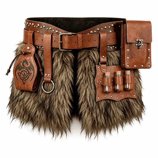 Medieval Viking Style Fur Belt for Men Women
