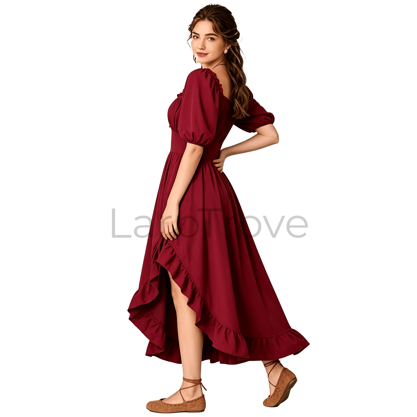 Women Corset Dress High Low Irregular Ruffle Maxi Dress