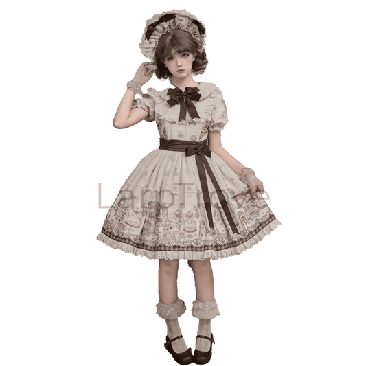 Women Sweet Lolita with Lace Bonnet