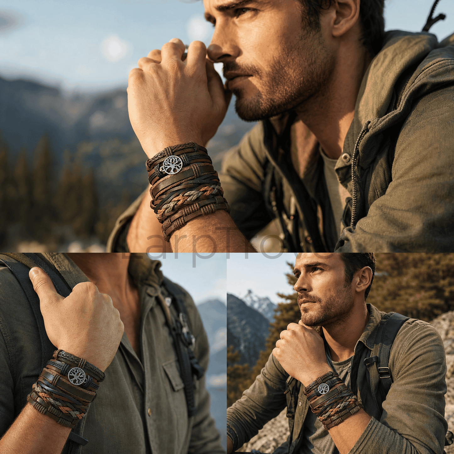 Braided Leather Bracelet Tree of Life