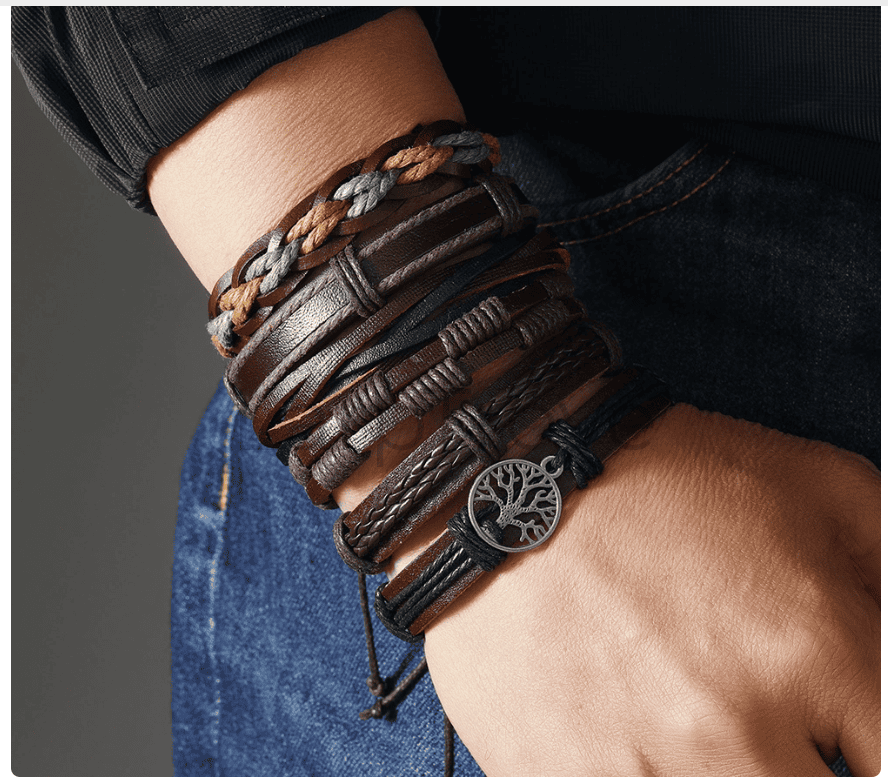 Braided Leather Bracelet Tree of Life