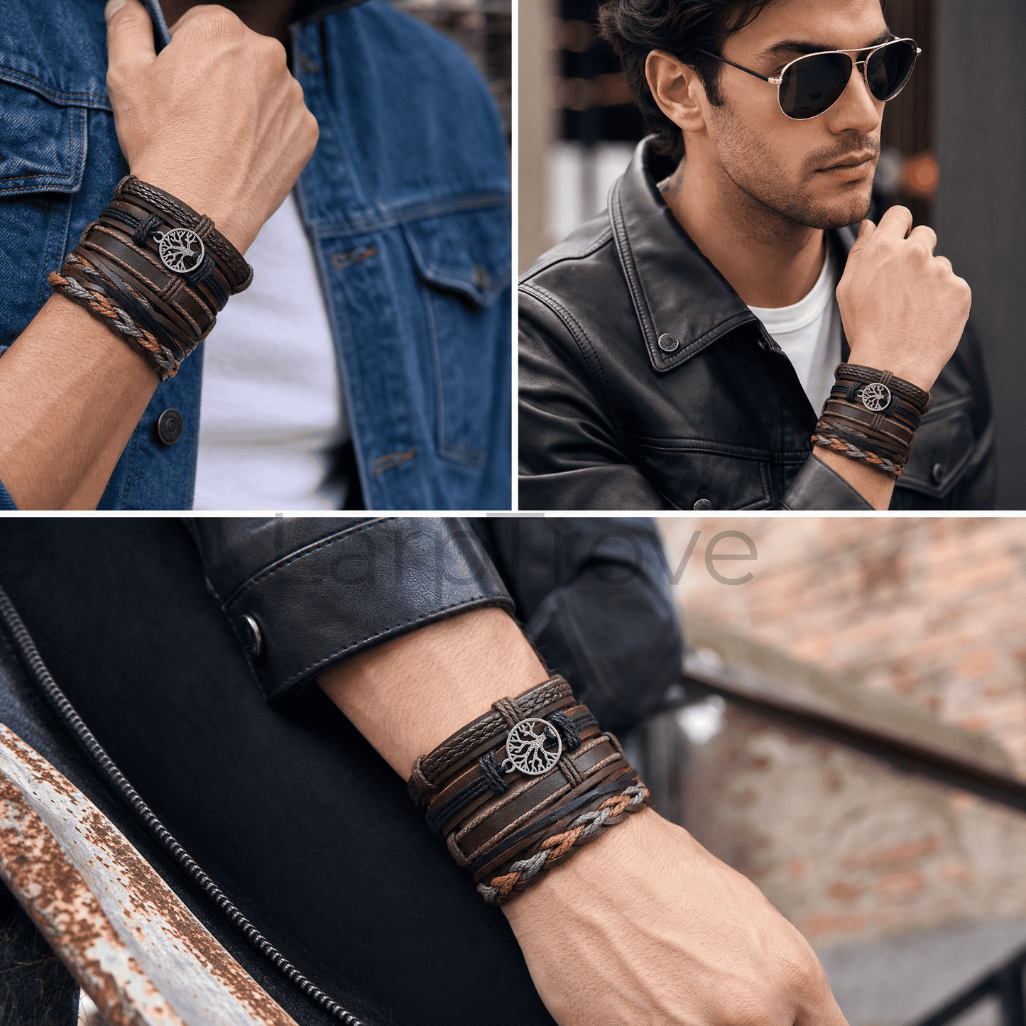 Braided Leather Bracelet Tree of Life