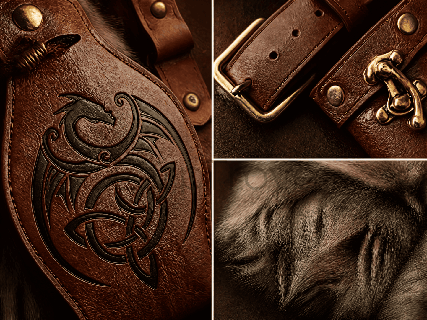 Medieval Viking Style Fur Belt for Men Women
