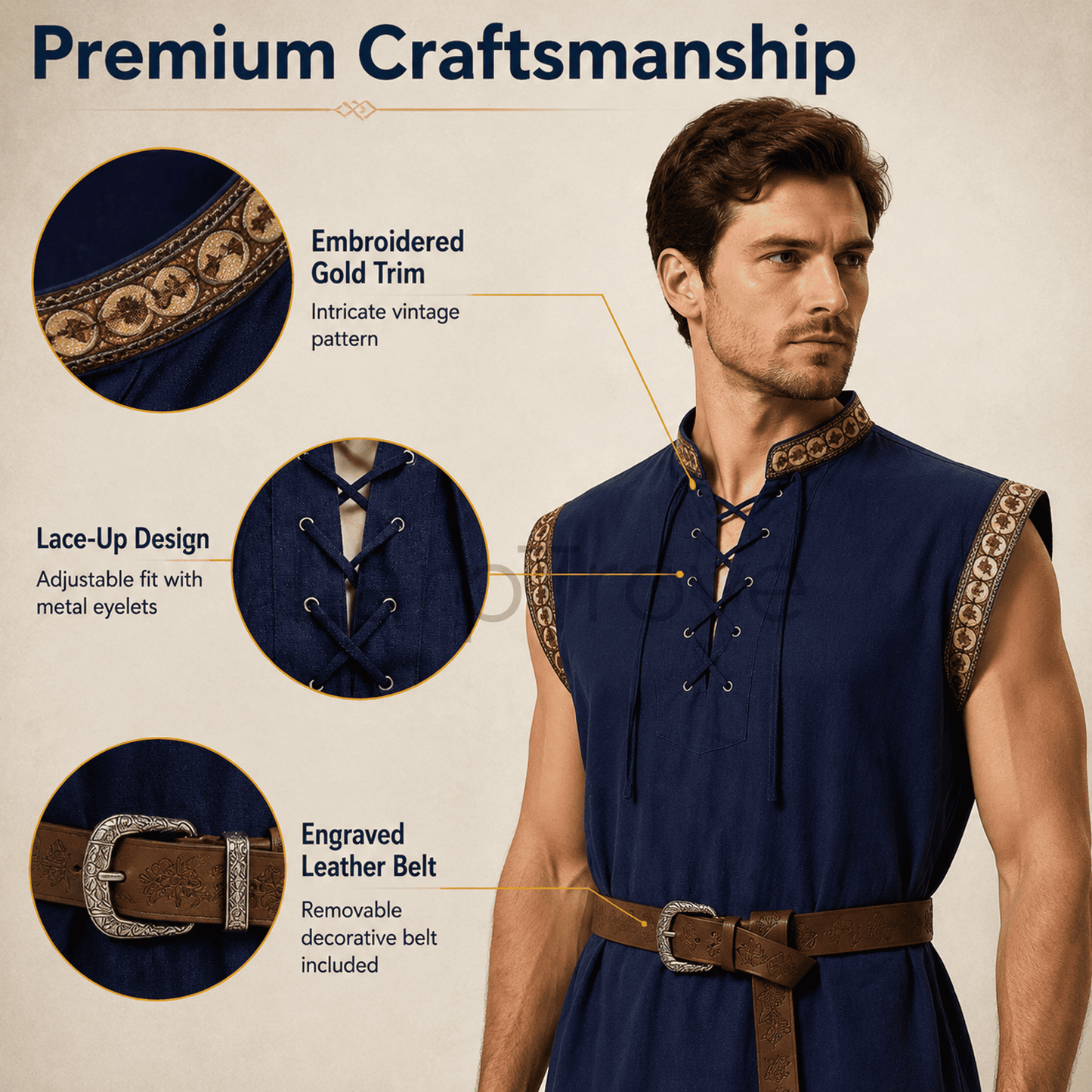 Men's Medieval Tunic Renaissance Costume Top