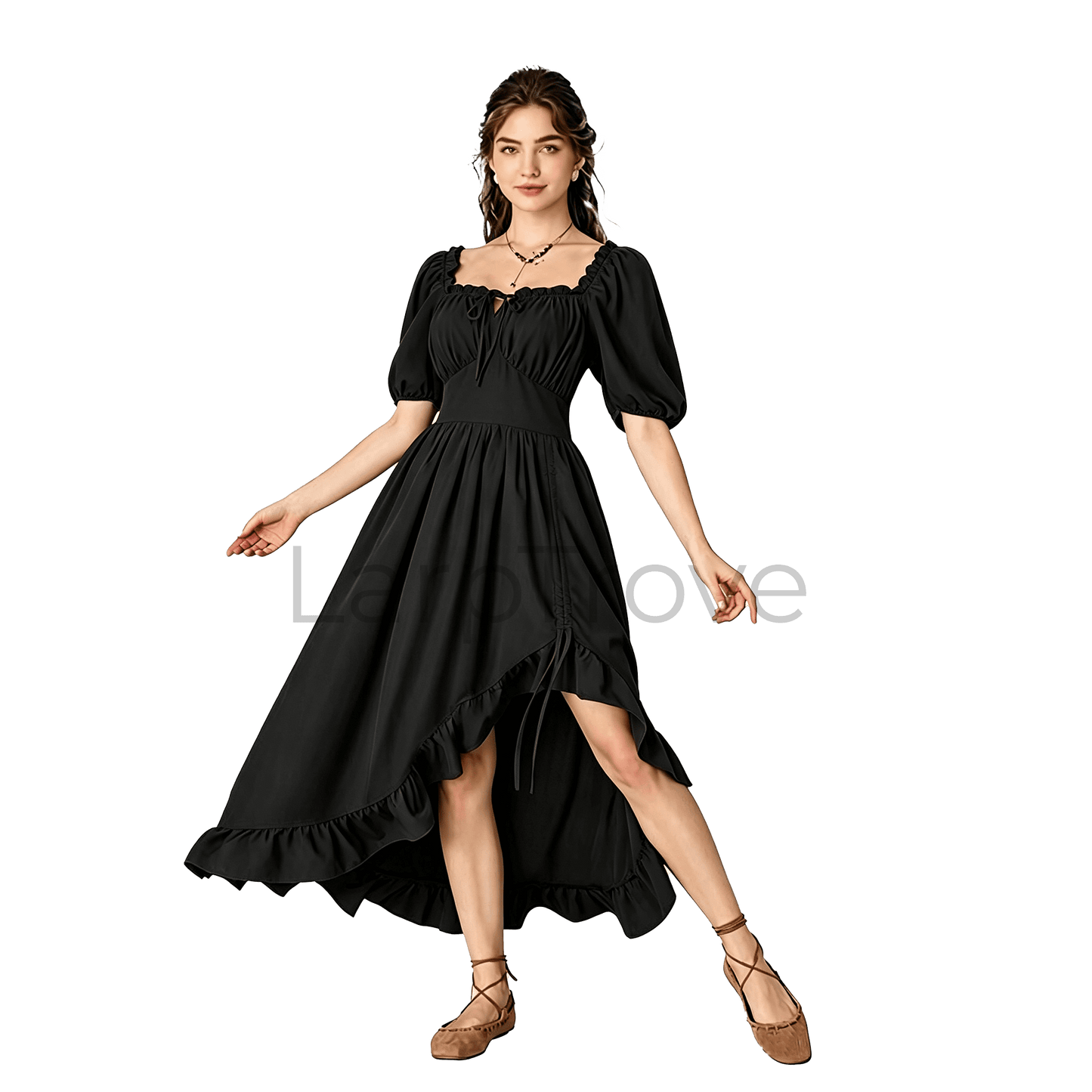 Women Corset Dress High Low Irregular Ruffle Maxi Dress
