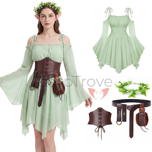 Women's Fairy Elf Medieval Dress Set