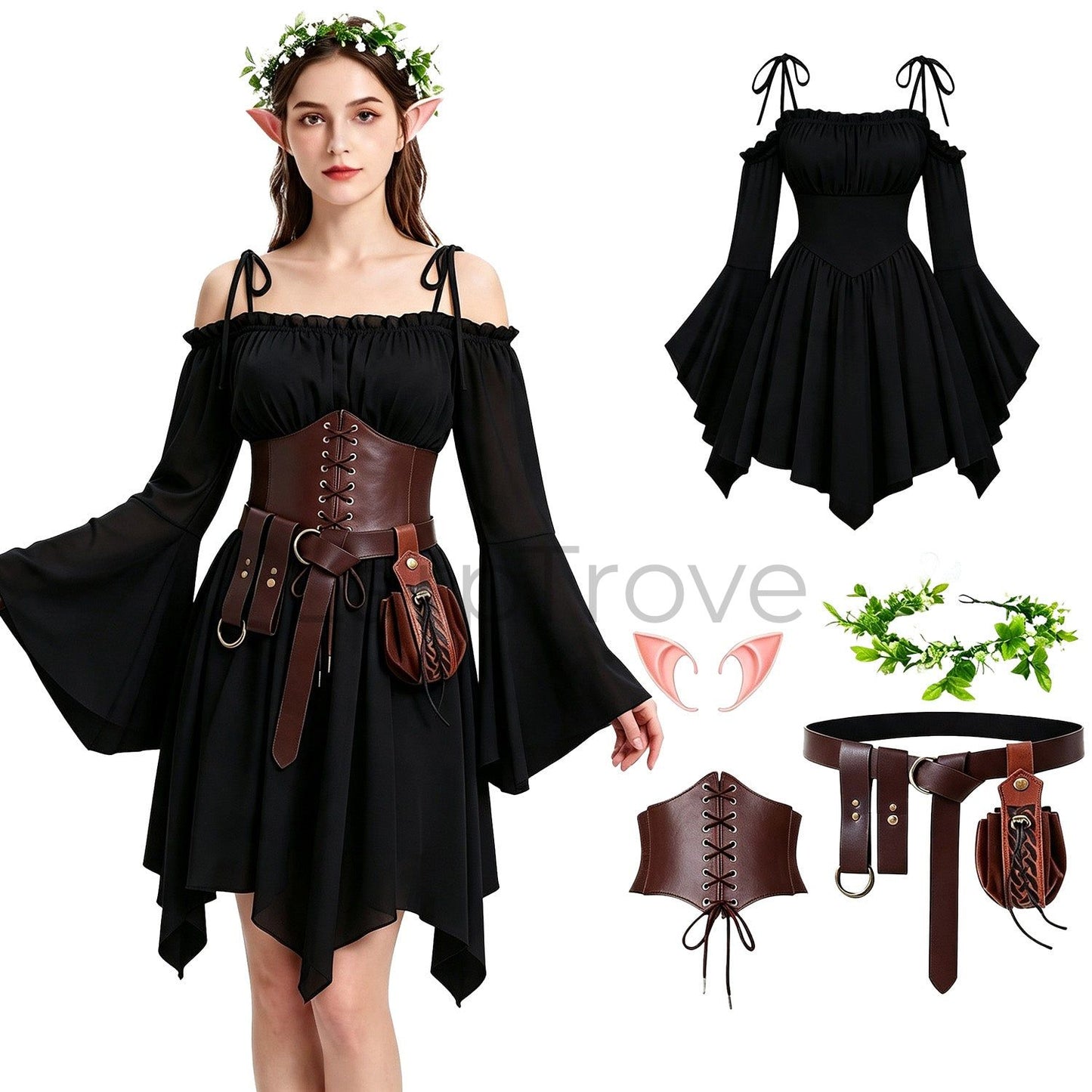 Women's Fairy Elf Medieval Dress Set