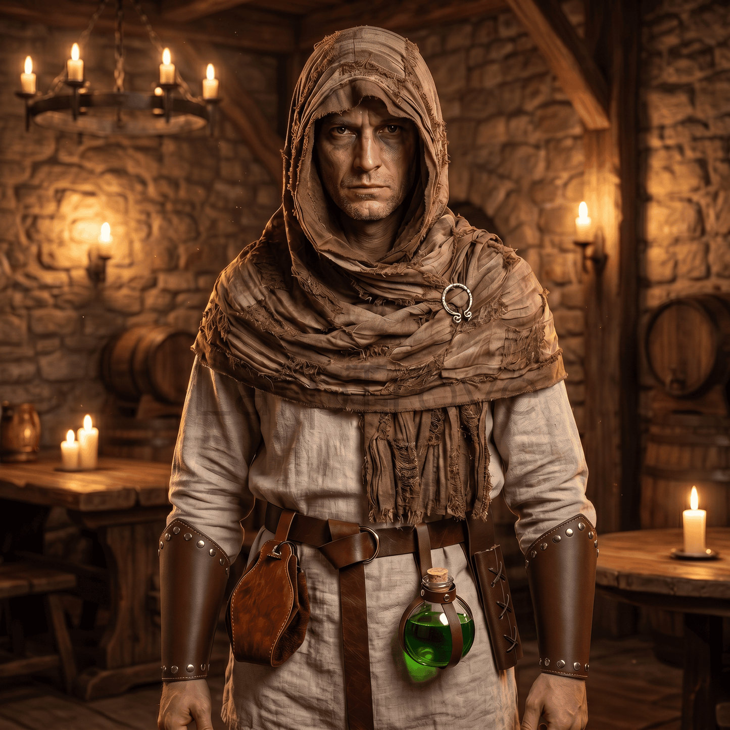 Medieval Scarf Cowl Hood Accessories Set