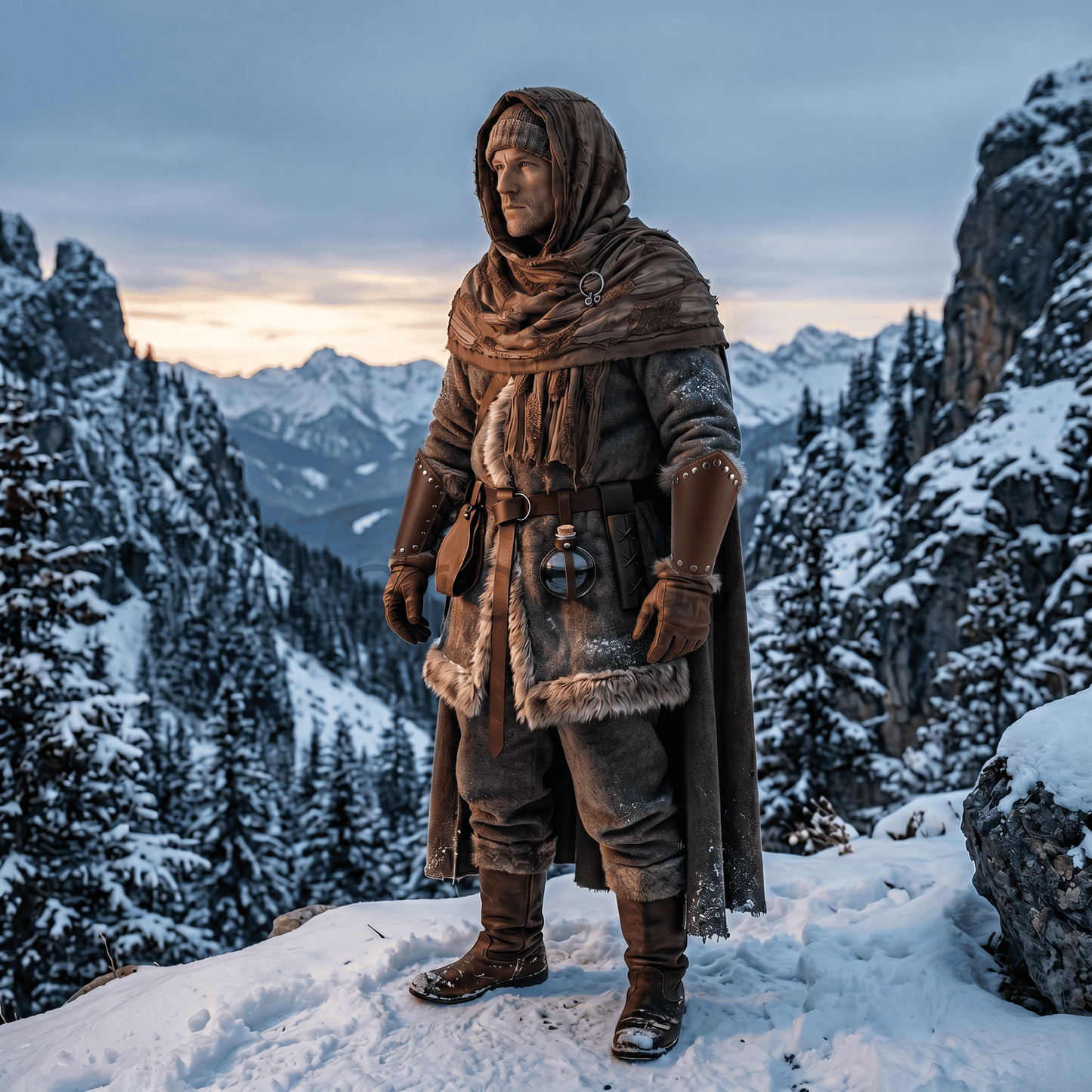Medieval Scarf Cowl Hood Accessories Set