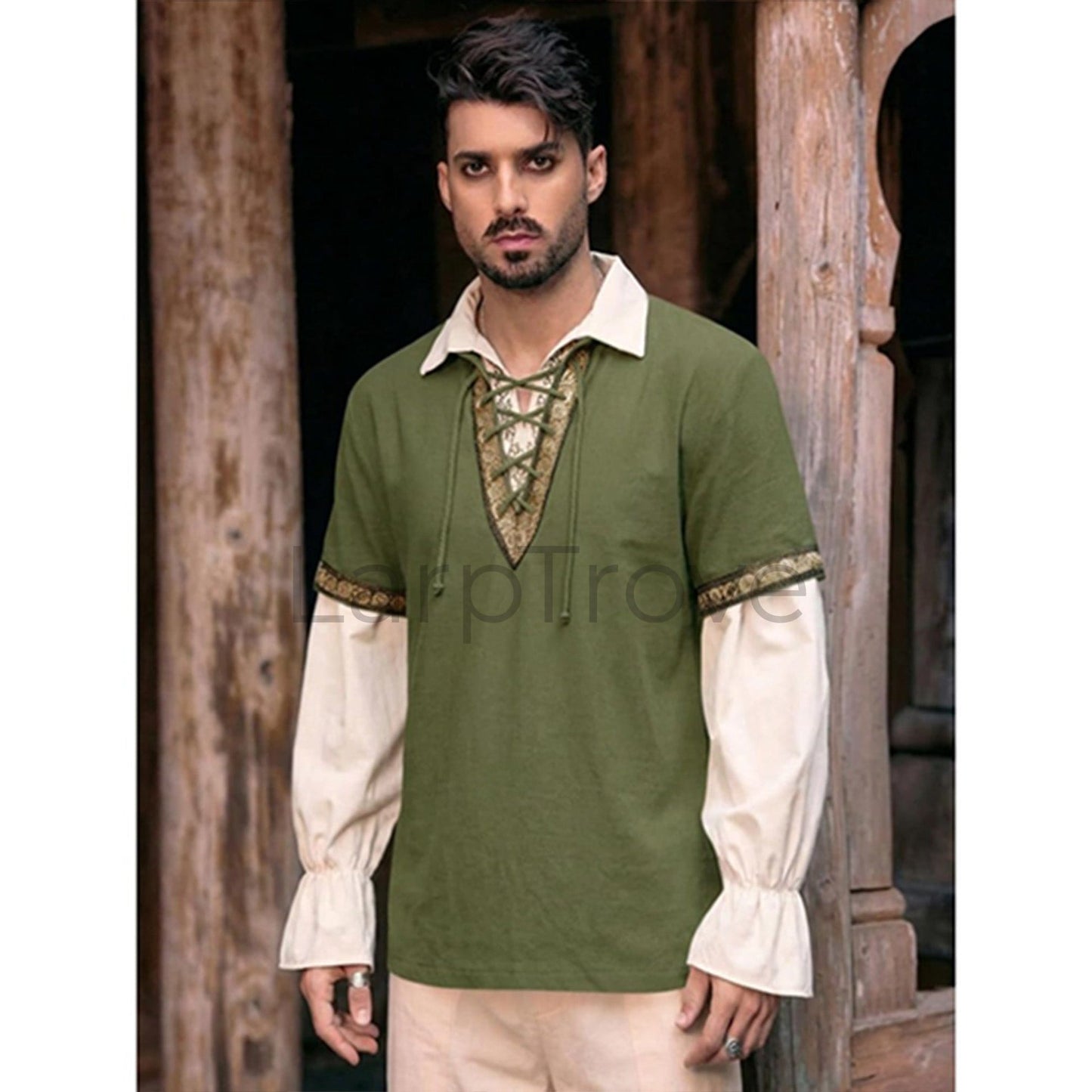 Medieval Inspired Short Sleeve Lace Up Tunic