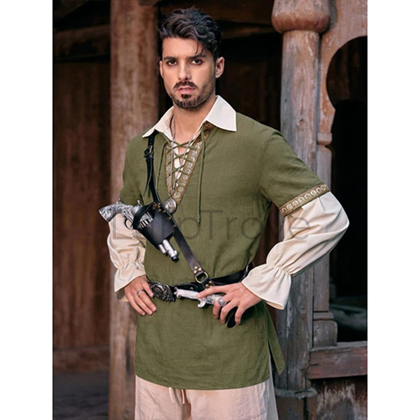 Medieval Inspired Short Sleeve Lace Up Tunic