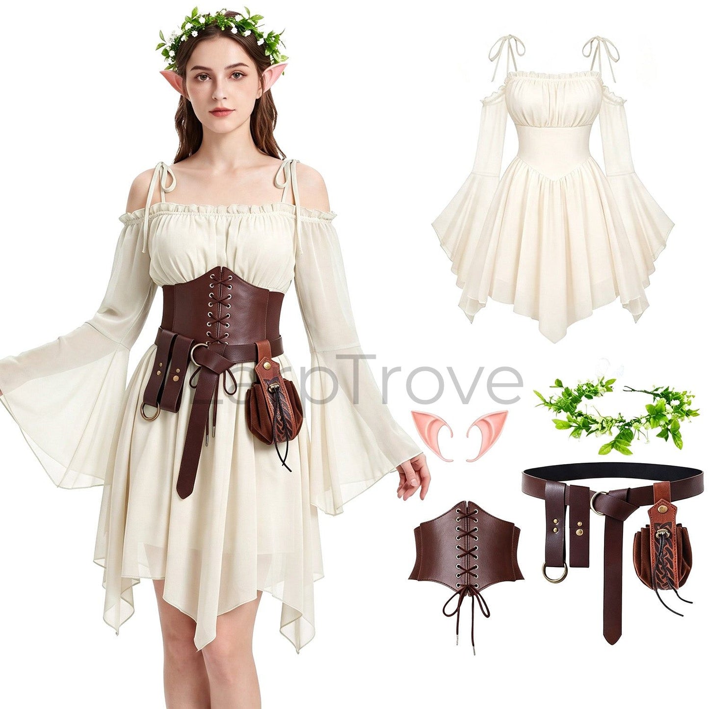 Women's Fairy Elf Medieval Dress Set