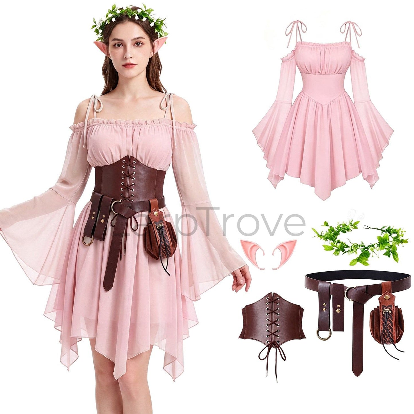 Women's Fairy Elf Medieval Dress Set