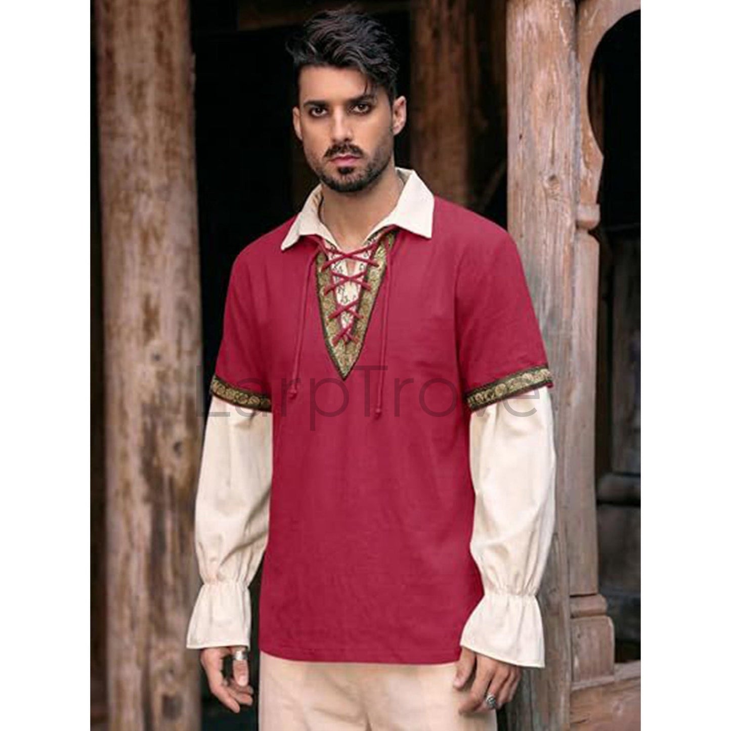 Medieval Inspired Short Sleeve Lace Up Tunic